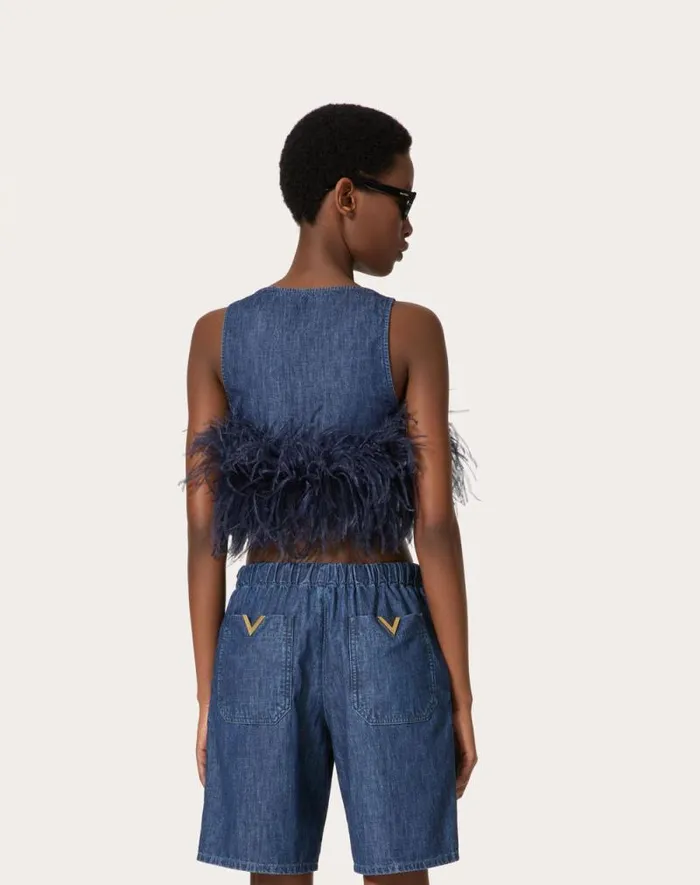Valentino Denim Woman Chambray Denim Top For Woman In Denim Denim Valentino Denim Woman Chambray Denim Top For Woman In Denim Denim