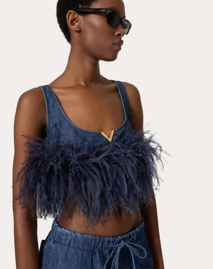 Valentino Denim Woman Chambray Denim Top For Woman In Denim Denim Valentino Denim Woman Chambray Denim Top For Woman In Denim Denim