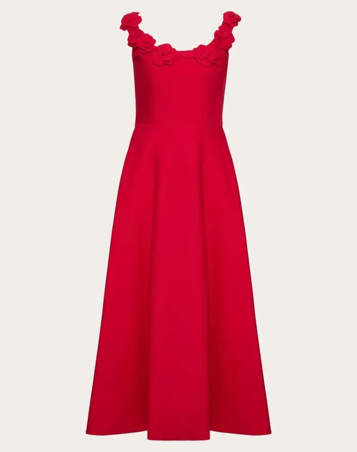 Valentino Dresses Woman Embroidered Crepe Couture Dress For Woman In Red Red