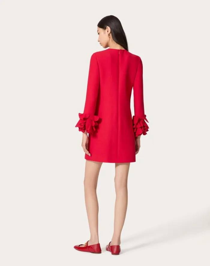 Valentino Dresses Woman Embroidered Crepe Couture Short Dress For Woman In Red Red Valentino Dresses Woman Embroidered Crepe Couture Short Dress For Woman In Red Red