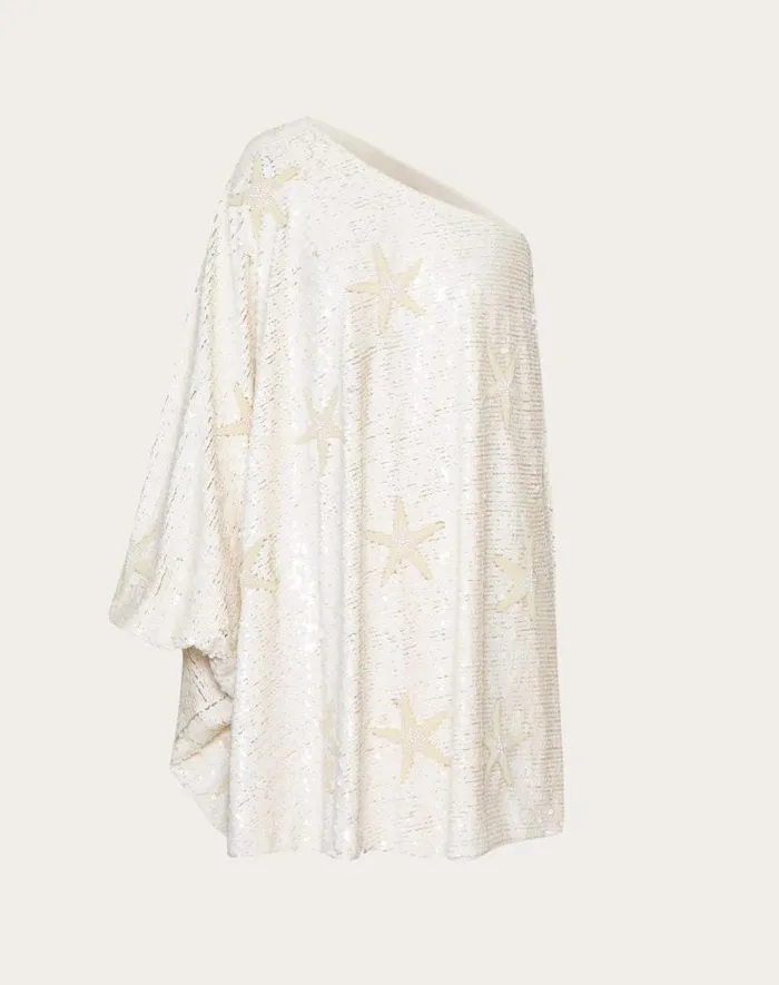Valentino Dresses Woman Tulle Illusione Embroidered Short Dress For Woman In Ivory Ivory