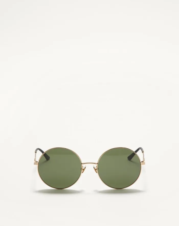 Valentino Eyewear WomanMan Round Oversized Metal Frame In Light Goldblackdark Green Light Goldblackdark Green Valentino Eyewear WomanMan Round Oversized Metal Frame In Light Goldblackdark Green Light Goldblackdark Green