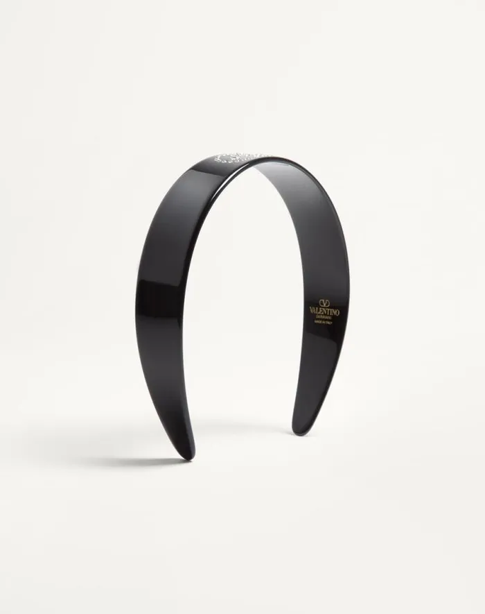 Valentino Hair Accessories Woman Vlogo Signature Headband In Resin Metal And Crystals For Woman In Blackgoldcrystal Blackgoldcrystal Valentino Hair Accessories Woman Vlogo Signature Headband In Resin Metal And Crystals For Woman In Blackgoldcrystal Blackgoldcrystal