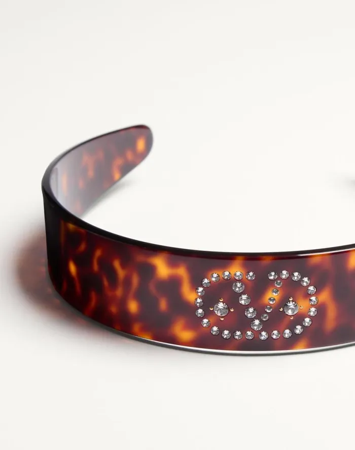 Valentino Hair Accessories Woman Vlogo Signature Headband In Resin Metal And Crystals For Woman In Blackgoldcrystal Blackgoldcrystal Valentino Hair Accessories Woman Vlogo Signature Headband In Resin Metal And Crystals For Woman In Blackgoldcrystal Blackgoldcrystal