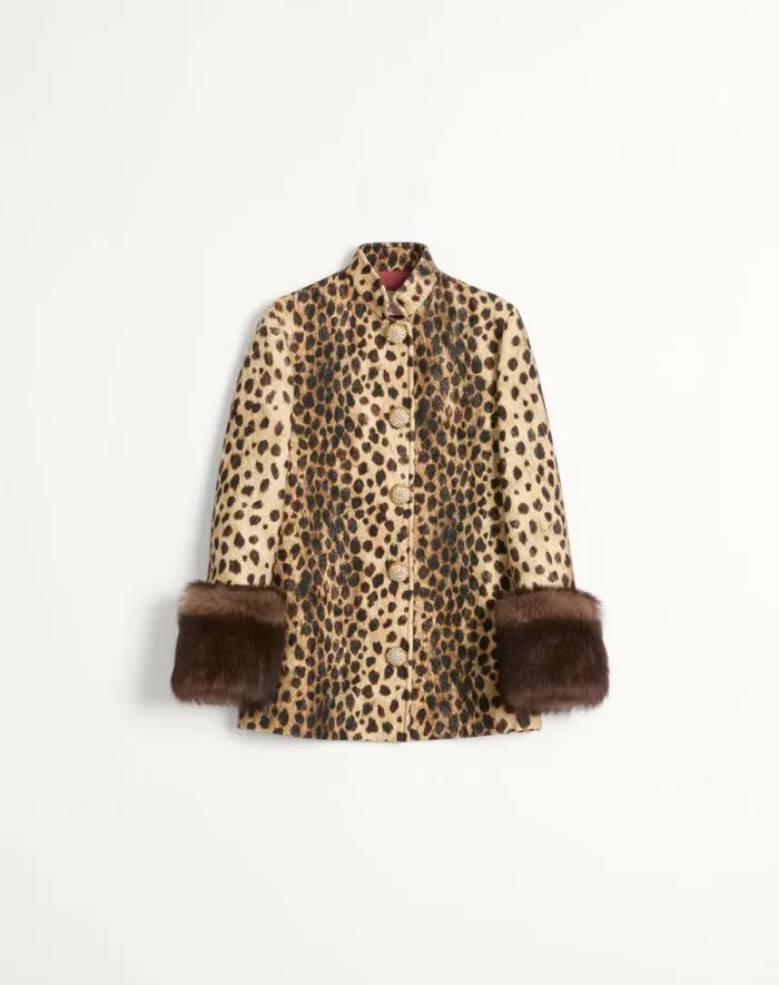 Valentino Jackets And Blazers Woman Jaguar Spots Printed Wool Cloth Caban For Woman In Animal Print Animal Print