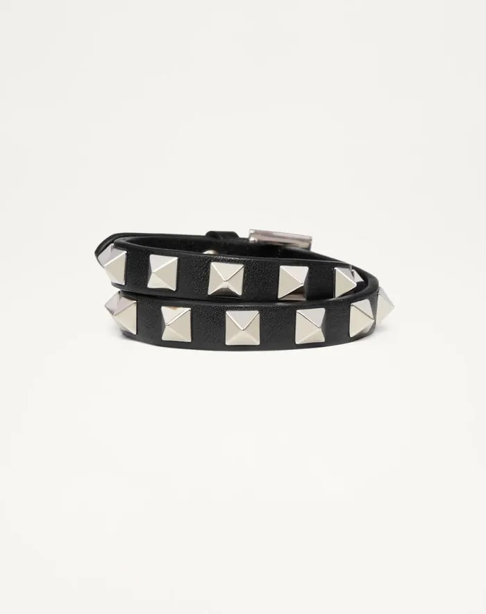 Valentino Jewelry Woman Rockstud Calfskin Doublestrap Bracelet For Woman In Light Ivory Light Ivory Valentino Jewelry Woman Rockstud Calfskin Doublestrap Bracelet For Woman In Light Ivory Light Ivory