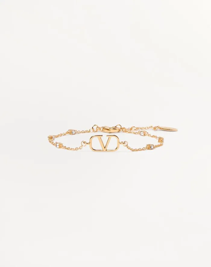 Valentino Jewelry Woman Vlogo Signature Metal And Swarovski Crystal Bracelet For Woman In Goldsilver Goldsilver Valentino Jewelry Woman Vlogo Signature Metal And Swarovski Crystal Bracelet For Woman In Goldsilver Goldsilver