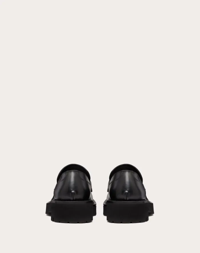 Valentino Laceups And Loafers Man Loafer In Toile Iconographe Technical Fabric And Calfskin For Man In Black Black Valentino Laceups And Loafers Man Loafer In Toile Iconographe Technical Fabric And Calfskin For Man In Black Black