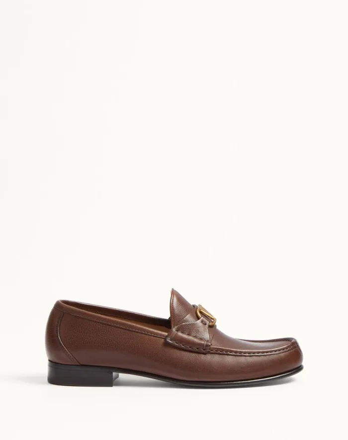 Valentino Laceups And Loafers Man Vlogo Signature Buffalo Loafer For Man In Bark Brown Bark Brown Valentino Laceups And Loafers Man Vlogo Signature Buffalo Loafer For Man In Bark Brown Bark Brown
