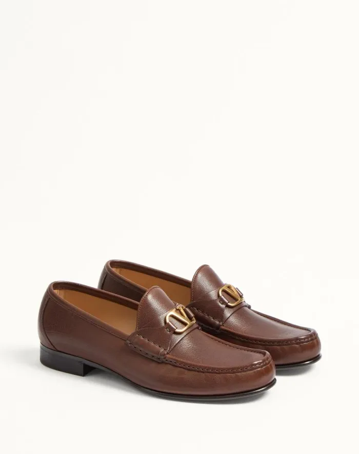 Valentino Laceups And Loafers Man Vlogo Signature Buffalo Loafer For Man In Bark Brown Bark Brown Valentino Laceups And Loafers Man Vlogo Signature Buffalo Loafer For Man In Bark Brown Bark Brown