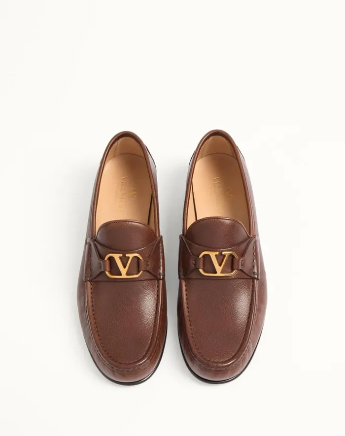 Valentino Laceups And Loafers Man Vlogo Signature Buffalo Loafer For Man In Bark Brown Bark Brown Valentino Laceups And Loafers Man Vlogo Signature Buffalo Loafer For Man In Bark Brown Bark Brown