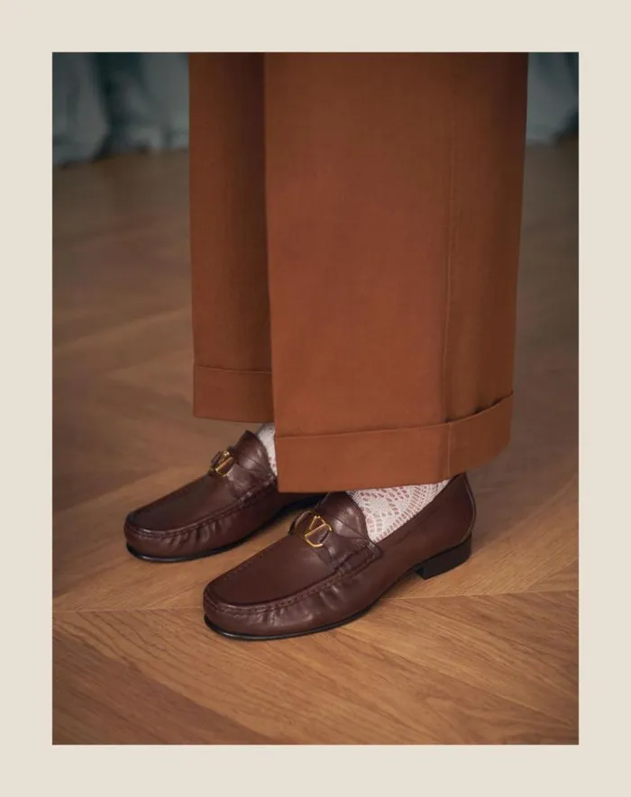 Valentino Laceups And Loafers Man Vlogo Signature Buffalo Loafer For Man In Bark Brown Bark Brown Valentino Laceups And Loafers Man Vlogo Signature Buffalo Loafer For Man In Bark Brown Bark Brown
