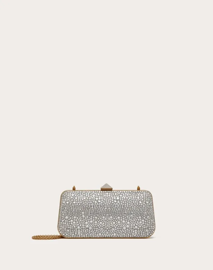 Valentino Mini Bags Woman Carry Secrets Rhinestone Minaudiere For Woman In Beigecrystal Beigecrystal Valentino Mini Bags Woman Carry Secrets Rhinestone Minaudiere For Woman In Beigecrystal Beigecrystal