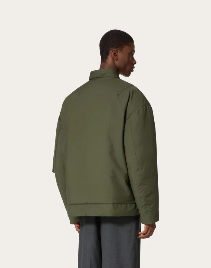 Valentino Outerwear Man Mohair Wool Down Jacket For Man In Military Green Military Green Valentino Outerwear Man Mohair Wool Down Jacket For Man In Military Green Military Green