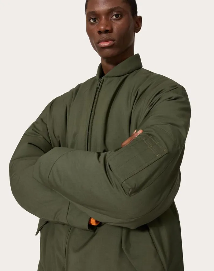 Valentino Outerwear Man Mohair Wool Down Jacket For Man In Military Green Military Green Valentino Outerwear Man Mohair Wool Down Jacket For Man In Military Green Military Green
