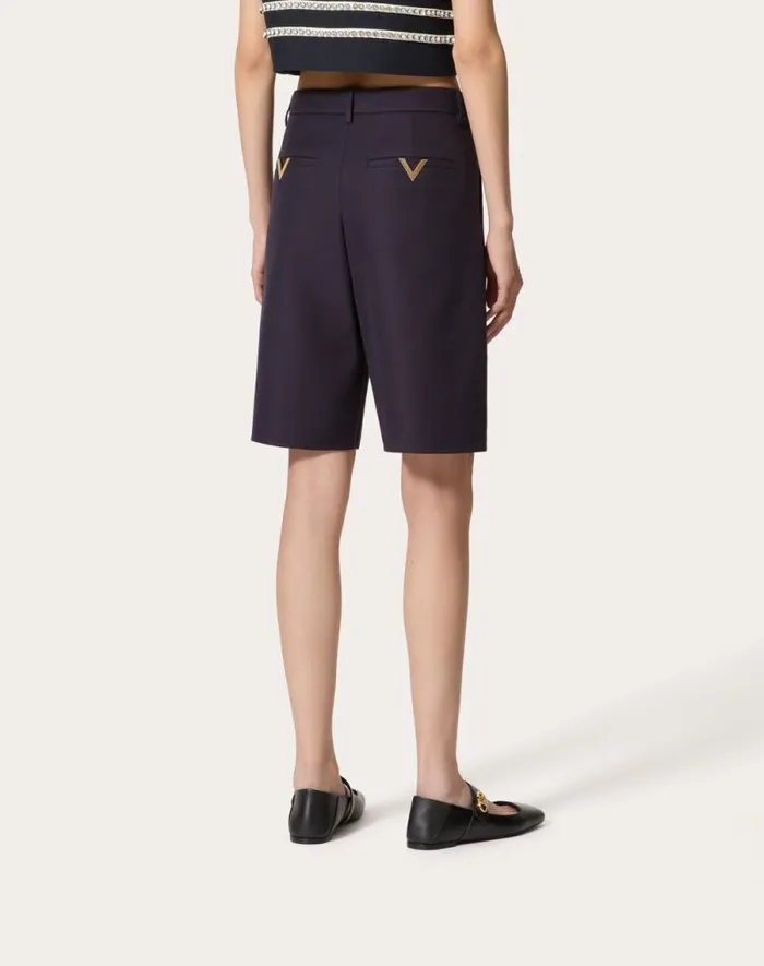 Valentino Pants And Shorts Woman Light Double Splittable Gabardine Bermuda Shorts For Woman In Navy Navy Valentino Pants And Shorts Woman Light Double Splittable Gabardine Bermuda Shorts For Woman In Navy Navy