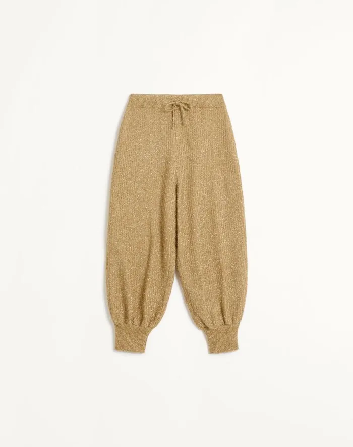 Valentino Pants And Shorts Woman Lurex Knit Pants For Woman In Gold Gold