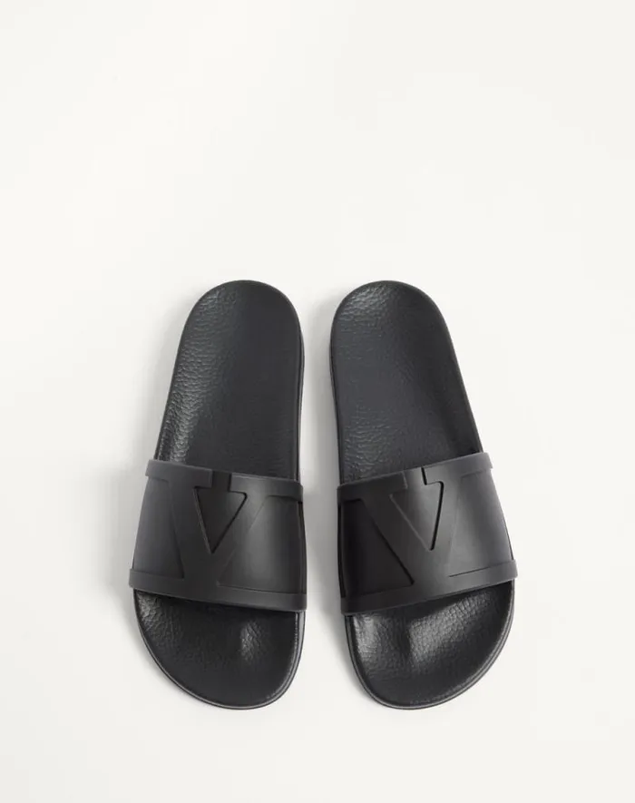 Valentino Sandals Man Coolside Rubber Slide Sandal For Man In Black Black Valentino Sandals Man Coolside Rubber Slide Sandal For Man In Black Black