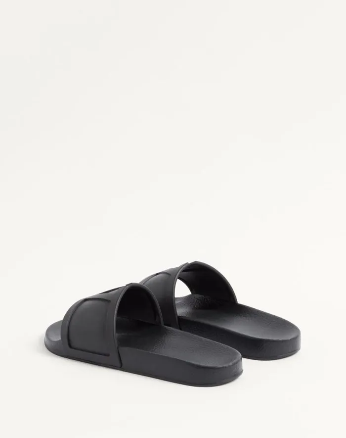 Valentino Sandals Man Coolside Rubber Slide Sandal For Man In Black Black Valentino Sandals Man Coolside Rubber Slide Sandal For Man In Black Black