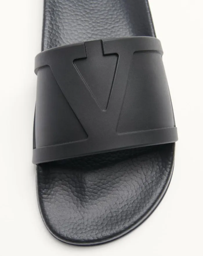 Valentino Sandals Man Coolside Rubber Slide Sandal For Man In Black Black Valentino Sandals Man Coolside Rubber Slide Sandal For Man In Black Black