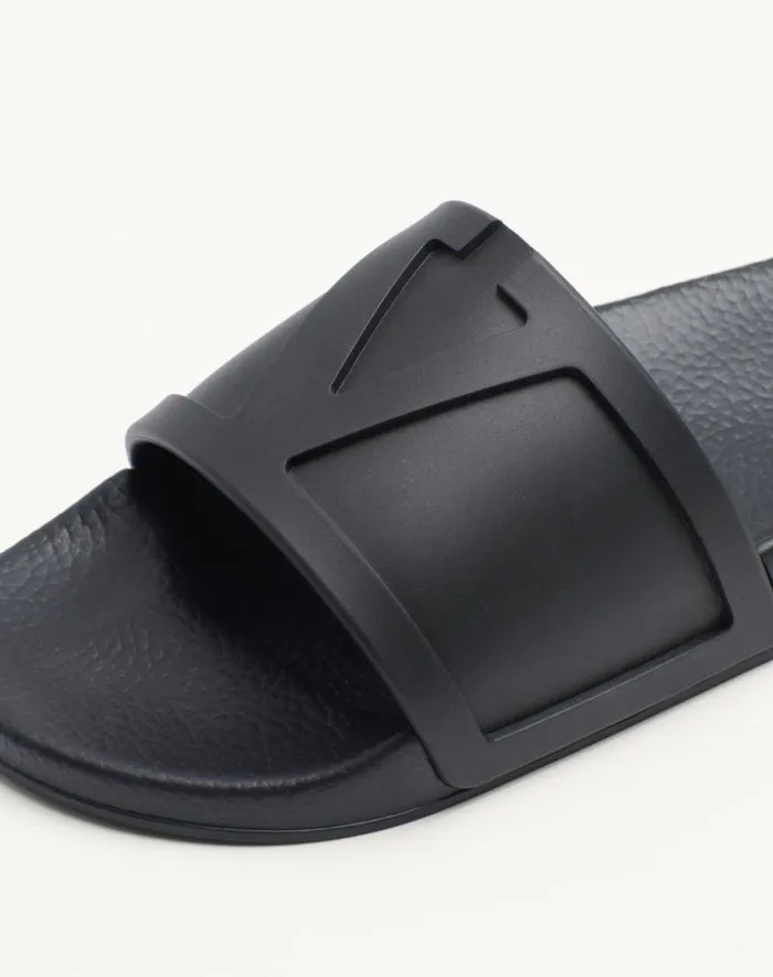 Valentino Sandals Man Coolside Rubber Slide Sandal For Man In Black Black Valentino Sandals Man Coolside Rubber Slide Sandal For Man In Black Black