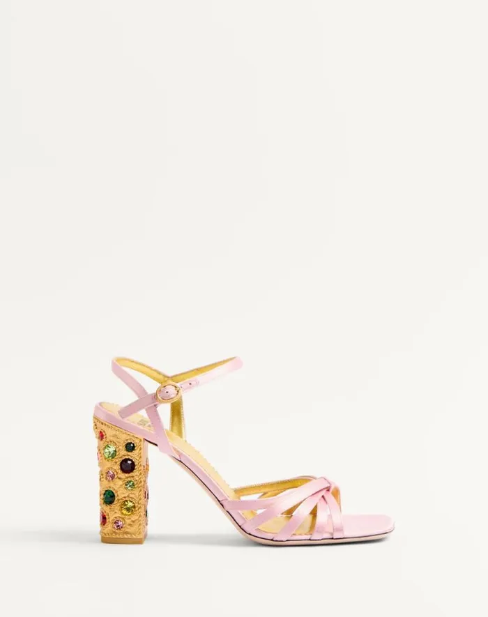 Valentino Sandals Woman Preshoes Satin Sandal With Crystals 90mm For Woman In Multicolor Multicolor