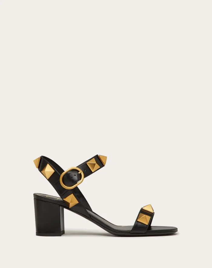 Valentino Sandals Woman Roman Stud Calfskin Sandal 60 Mm For Woman In Light Ivory Light Ivory
