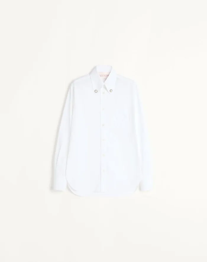 Valentino Shirts And Tops Woman Cotton Popeline Shirt For Woman In Optic White Optic White Valentino Shirts And Tops Woman Cotton Popeline Shirt For Woman In Optic White Optic White