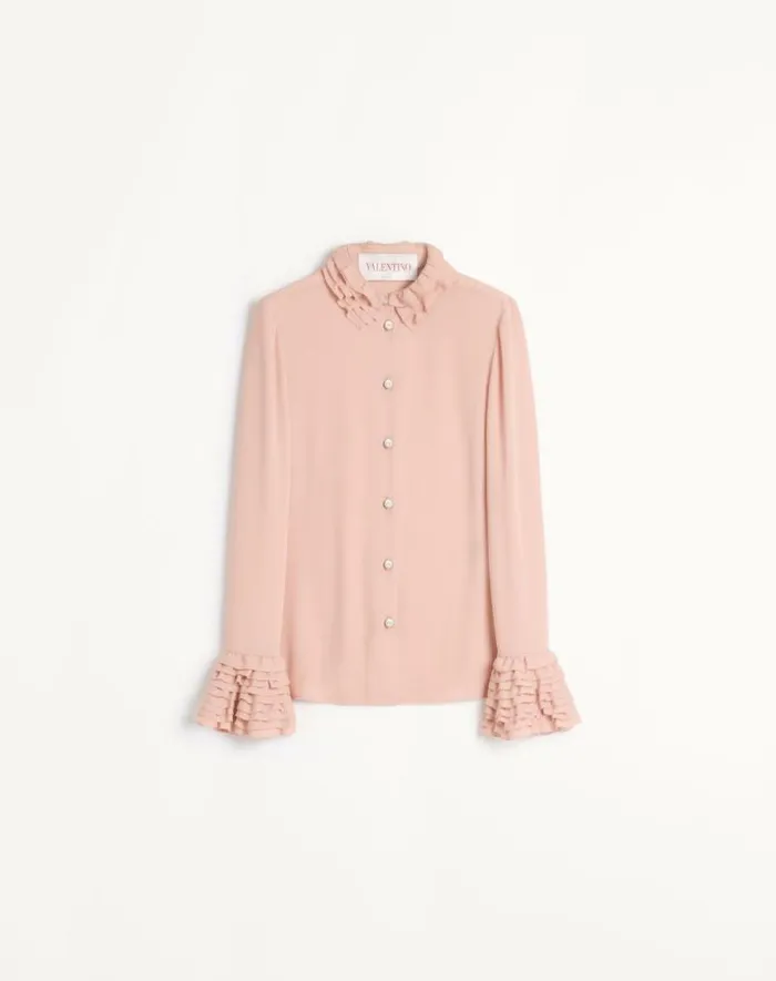 Valentino Shirts And Tops Woman Georgette Blouse For Woman In Rose Mist Rose Mist Valentino Shirts And Tops Woman Georgette Blouse For Woman In Rose Mist Rose Mist