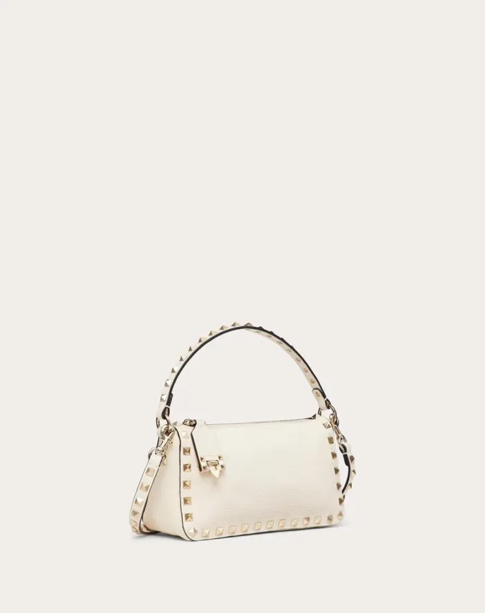 Valentino Shoulder Bags Woman Small Rockstud Grainy Calfskin Crossbody Bag For Woman In Black Black