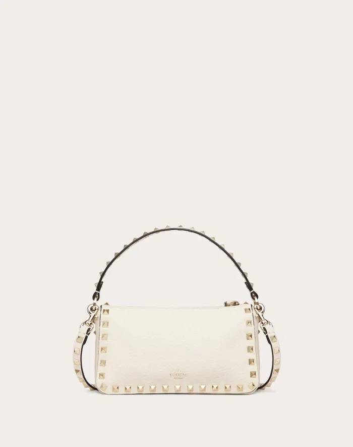 Valentino Shoulder Bags Woman Small Rockstud Grainy Calfskin Crossbody Bag For Woman In Black Black