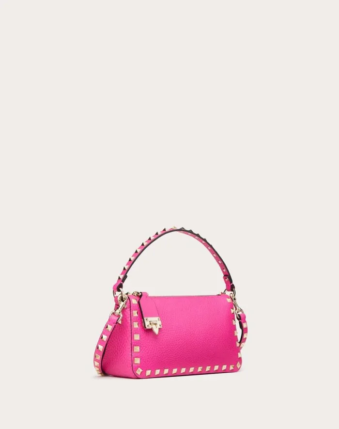 Valentino Shoulder Bags Woman Small Rockstud Grainy Calfskin Crossbody Bag For Woman In Black Black