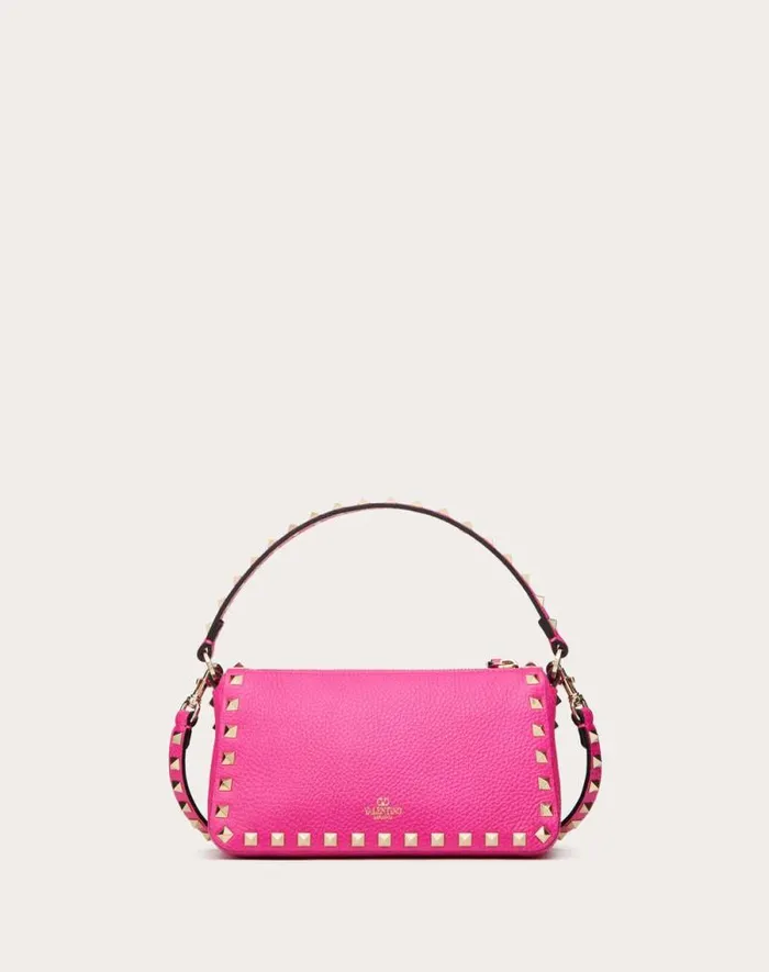 Valentino Shoulder Bags Woman Small Rockstud Grainy Calfskin Crossbody Bag For Woman In Black Black