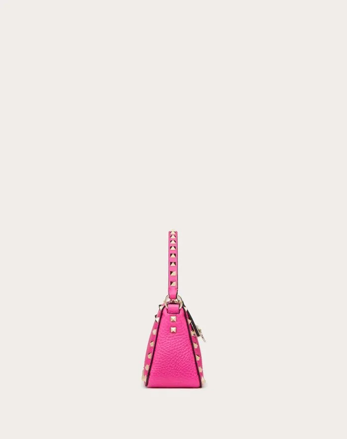 Valentino Shoulder Bags Woman Small Rockstud Grainy Calfskin Crossbody Bag For Woman In Black Black