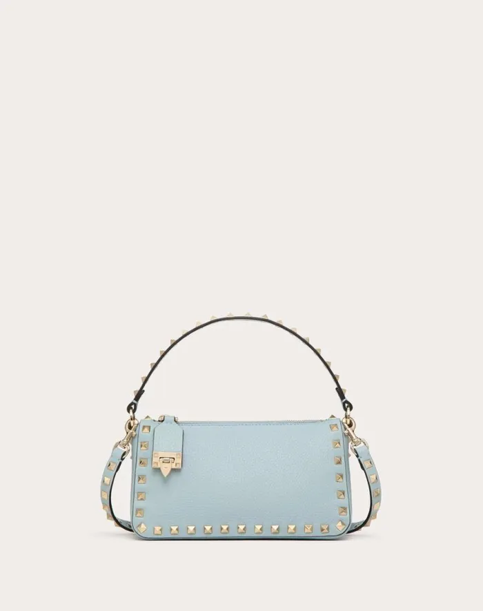 Valentino Shoulder Bags Woman Small Rockstud Grainy Calfskin Crossbody Bag For Woman In Black Black