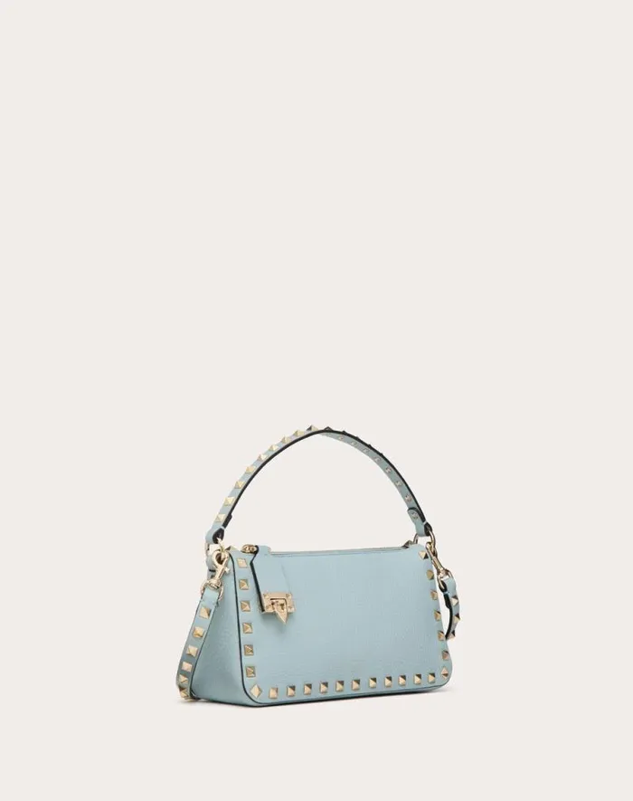 Valentino Shoulder Bags Woman Small Rockstud Grainy Calfskin Crossbody Bag For Woman In Black Black