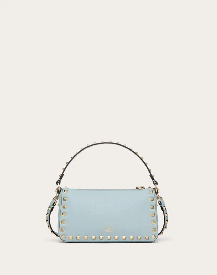 Valentino Shoulder Bags Woman Small Rockstud Grainy Calfskin Crossbody Bag For Woman In Black Black