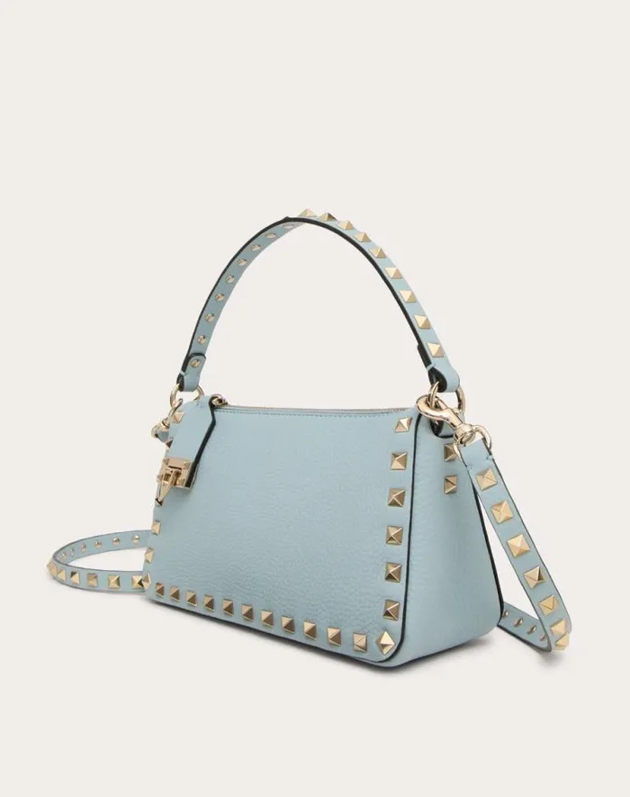 Valentino Shoulder Bags Woman Small Rockstud Grainy Calfskin Crossbody Bag For Woman In Black Black