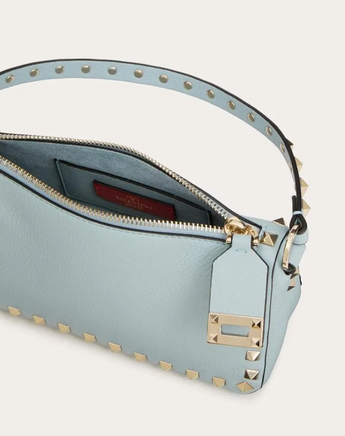 Valentino Shoulder Bags Woman Small Rockstud Grainy Calfskin Crossbody Bag For Woman In Black Black