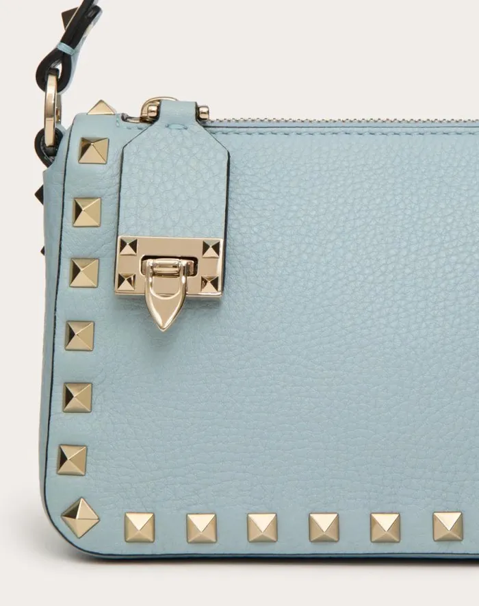 Valentino Shoulder Bags Woman Small Rockstud Grainy Calfskin Crossbody Bag For Woman In Black Black