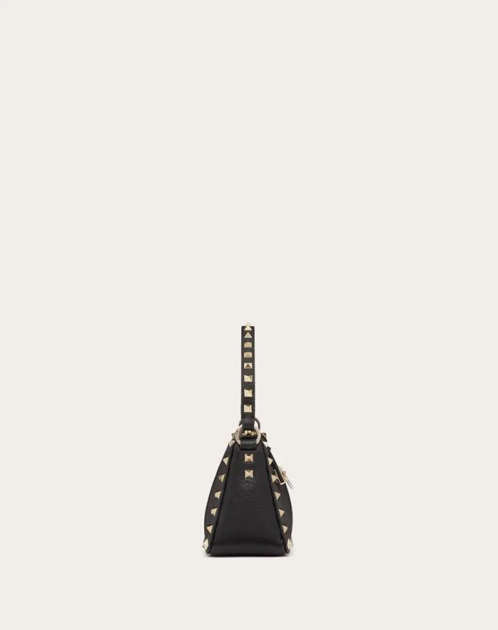 Valentino Shoulder Bags Woman Small Rockstud Grainy Calfskin Crossbody Bag For Woman In Black Black