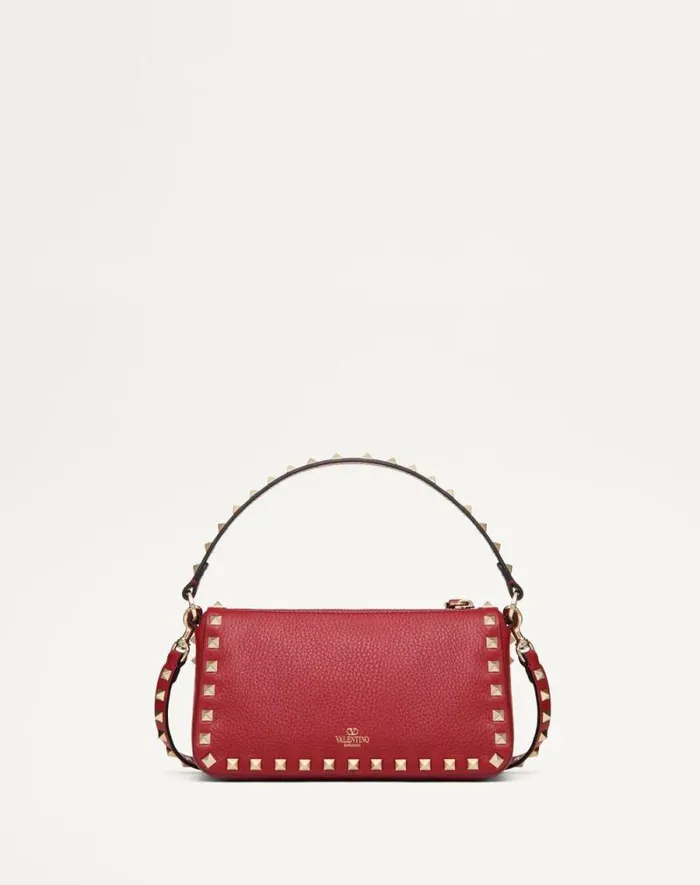 Valentino Shoulder Bags Woman Small Rockstud Grainy Calfskin Crossbody Bag For Woman In Black Black