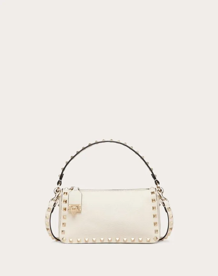 Valentino Shoulder Bags Woman Small Rockstud Grainy Calfskin Crossbody Bag For Woman In Black Black