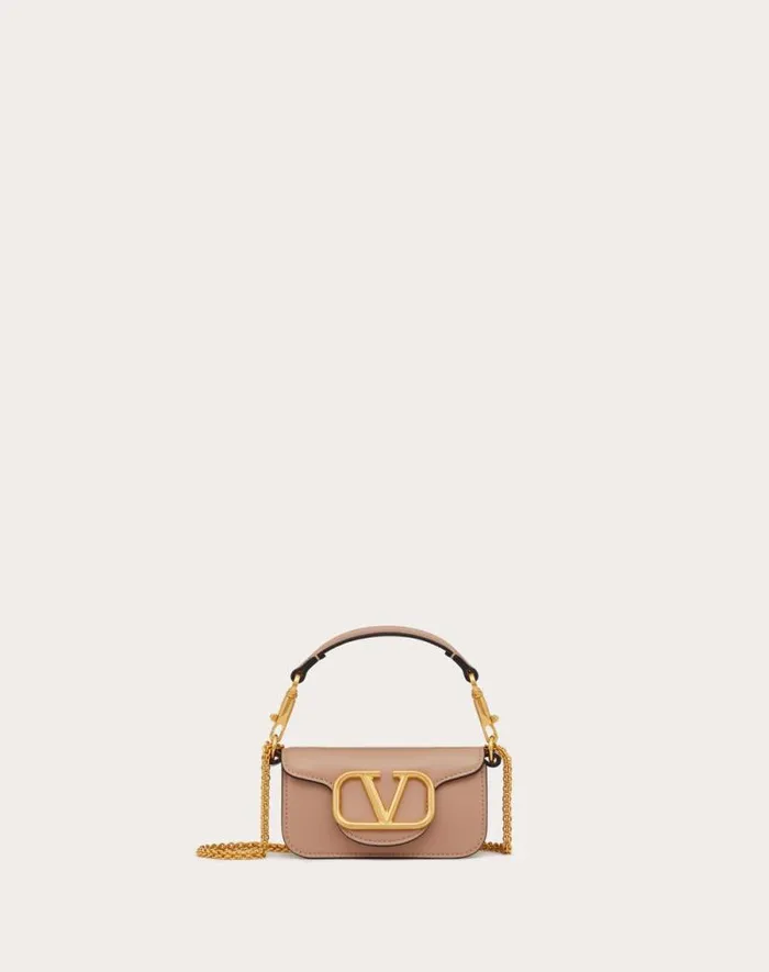 Valentino Shoulder Bags Woman Valentino Garavani Loc Micro Bag In Calfskin Leather With Chain For Woman In Rose Cannelle Rose Cannelle Valentino Shoulder Bags Woman Valentino Garavani Loc Micro Bag In Calfskin Leather With Chain For Woman In Rose Cannelle Rose Cannelle