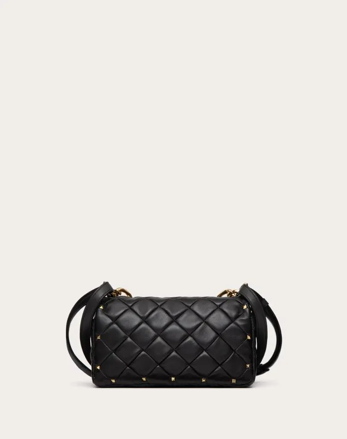 Valentino Shoulder Bags Woman Valentino Garavani Rockstud Spike In Nappa Patchwork For Woman In Black Black Valentino Shoulder Bags Woman Valentino Garavani Rockstud Spike In Nappa Patchwork For Woman In Black Black