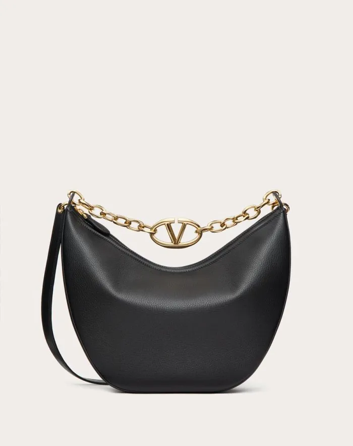 Valentino Shoulder Bags Woman Vlogo Moon Medium Grainy Calfskin Hobo Bag With Chain For Woman In Clay Clay Valentino Shoulder Bags Woman Vlogo Moon Medium Grainy Calfskin Hobo Bag With Chain For Woman In Clay Clay