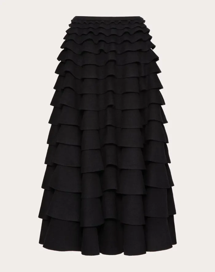 Valentino Skirts Woman Knit Midi Skirt For Woman In Black Black