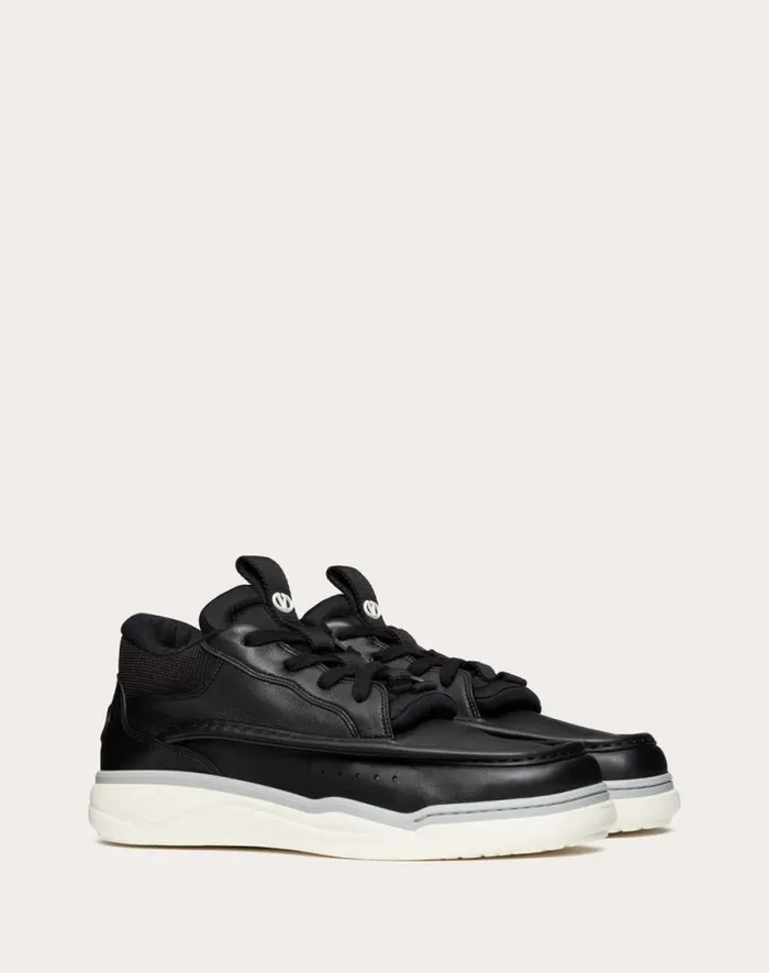 Valentino Sneakers Man Calfskin Leather Midtop Runboot Sneaker For Man In White White Valentino Sneakers Man Calfskin Leather Midtop Runboot Sneaker For Man In White White