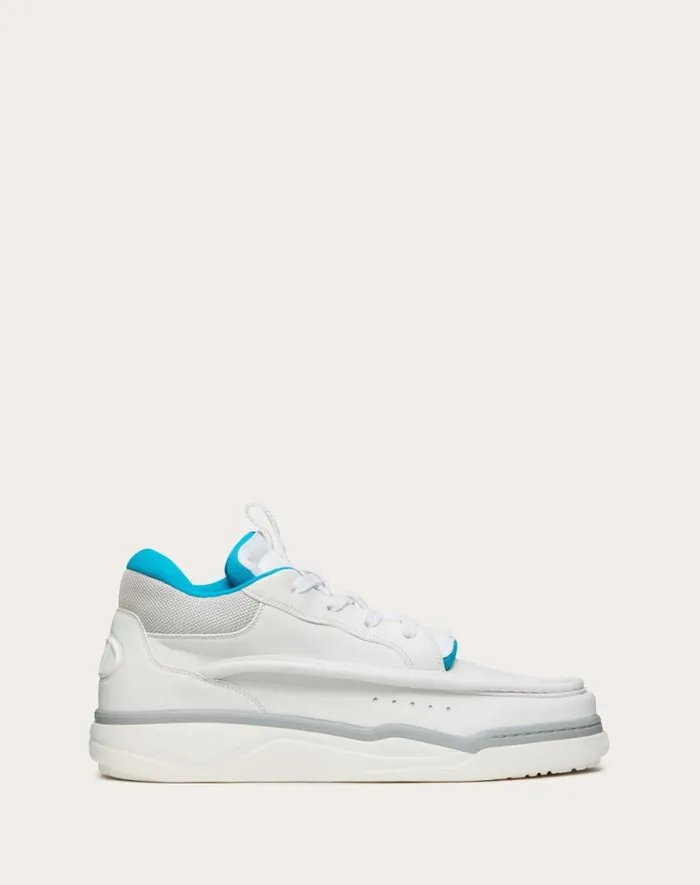 Valentino Sneakers Man Calfskin Leather Midtop Runboot Sneaker For Man In White White Valentino Sneakers Man Calfskin Leather Midtop Runboot Sneaker For Man In White White