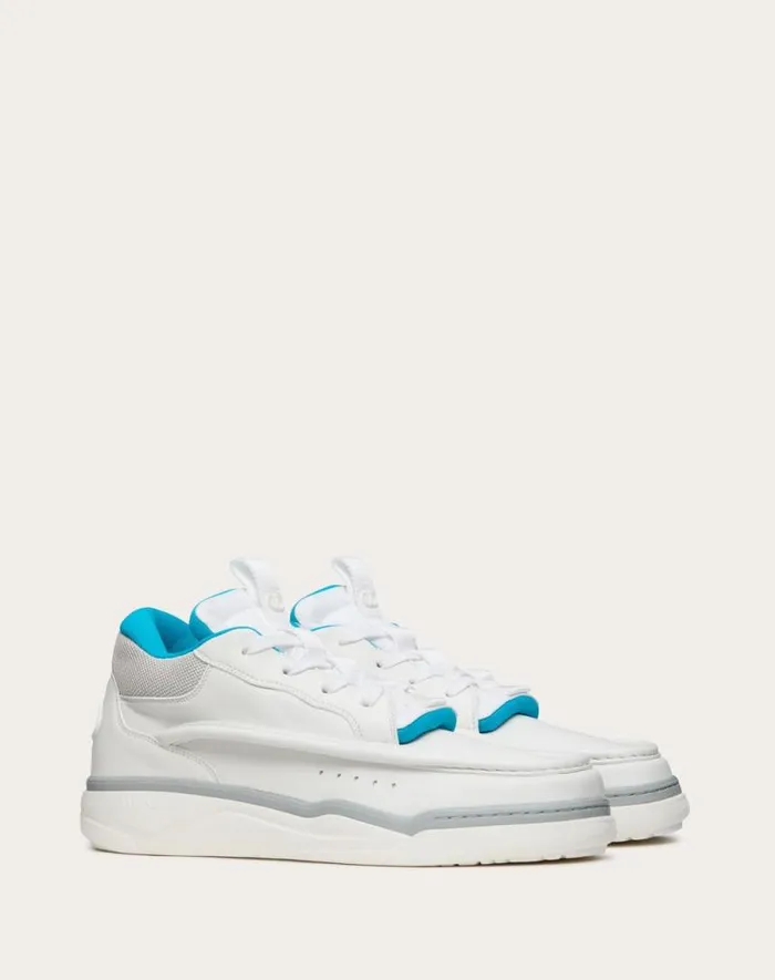 Valentino Sneakers Man Calfskin Leather Midtop Runboot Sneaker For Man In White White Valentino Sneakers Man Calfskin Leather Midtop Runboot Sneaker For Man In White White